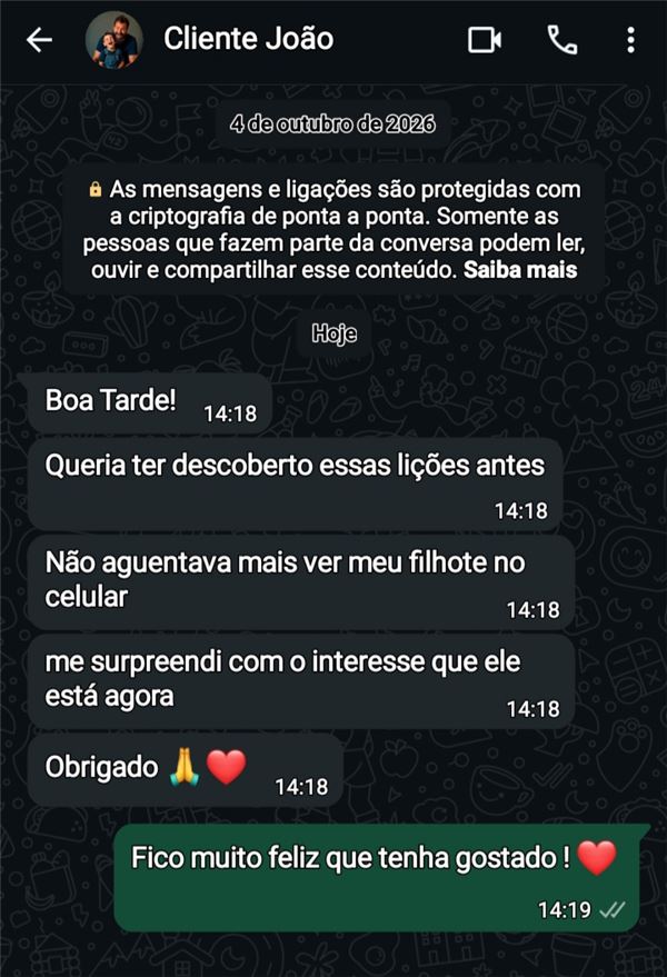 Conversa no WhatsApp com o cliente João