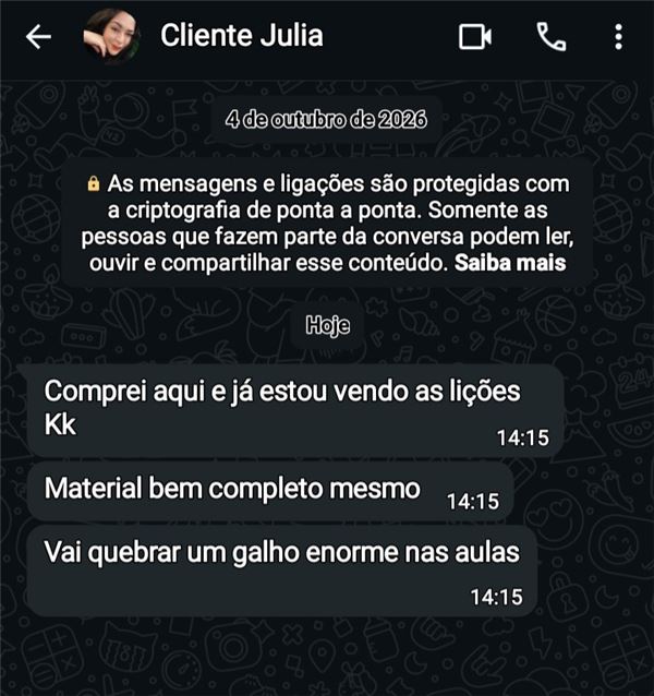 Conversa no WhatsApp com a cliente Julia